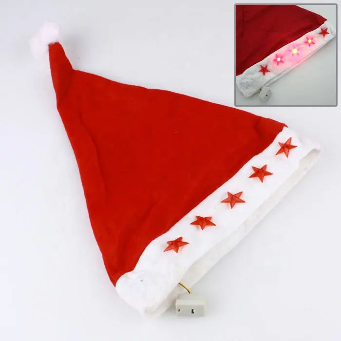 Grosir persediaan dekorasi Natal topi Natal dengan lampu Gorra de Navidad weihnachten topi Santa dekorasi Natal