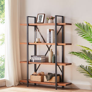 Estantería de Madera Maciza Personalizada, Color Marrón Desgastado, Estilo Industrial Rústico, Librería de Madera Natural para el Hogar, Oficina, Sala de Estar, Dormitorio - Product Image 2