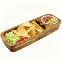 Ensemble de planches à fromage en bois d'acacia écologiques personnalisées avec bol en céramique, plateau de service et bol à sauce pour les fêtes