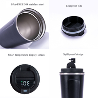 Tasses en acier inoxydable personnalisées de 380 ml et 510 ml avec couvercle à affichage de la température, gobelet isotherme à double paroi pour cadeau, rentrée scolaire