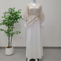 Ensemble plissé Miyake deux pièces grande taille avec manches pétales et processus de dorure