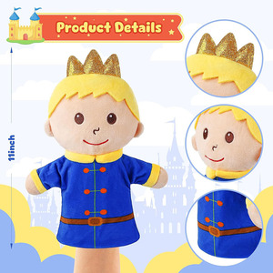 8424 Marionnettes à main en peluche amusantes et mignonnes de personnages de contes de fées, prince, jeu de rôle, jouets pour enfants, raconter des histoires, marionnette à main de prince - Product Image 3