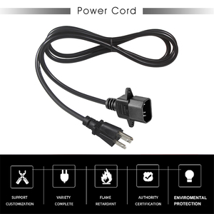 สายไฟ AC แบบ NEMA 5-15P ถึง IEC C14, 15A 125V, 14AWG/16AWG/18AWG SJT/SVT, สายเคเบิลทดแทน PSU สำหรับจอคอมพิวเตอร์และเดสก์ท็อปพีซี - Product Image 4
