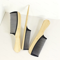 Peigne de cheveux en bambou naturel, brosse antistatique électrique en bois, en bakélite, avec poignée, démêlante, larges dents, queue de Rat, possibilité de vente en gros