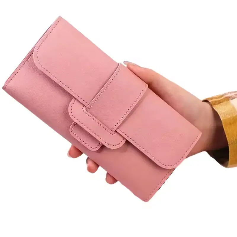 Pu-Kasse Damenkartenhalter Bargeldumschlag Taschen Handtaschen Brieftasche modische langen dreifach faltbaren Frauen-Kartaschen
