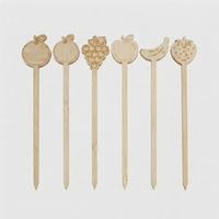 Piques à cocktail jetables en bambou certifiées FDA LFGB, design banane mignon, brochettes à fruits pour la restauration et les fournitures de barbecue