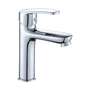 Robinet de lavabo de salle de bain en laiton nickelé au design épuré avec cartouche céramique, monotrou, à poser sur le plan, pour chambre, couloir, salle de sport - Product Image 1