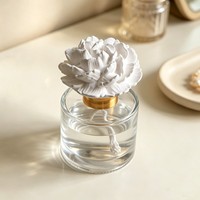 Diffuseur d'huiles essentielles en pierre parfumée, en plâtre, en céramique de porcelaine faite à la main, en forme de fleur, pour la maison, en bouteille de verre de 100 ml, en stock