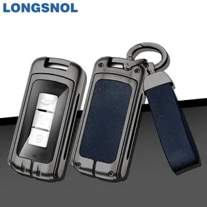 LONGSNOL chiavi per auto in lega di zinco copri borsa portachiavi in pelle portachiavi per auto per accessori chiave per auto Mitsubishi