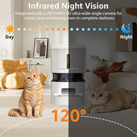 Distributeur automatique de nourriture pour chat intelligent WiFi 5G avec double caméra 2K, vidéo HD 1440P, audio bidirectionnel et bol en acier inoxydable