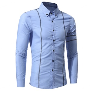 Chemise à manches longues pour homme, coupe ajustée, à carreaux, boutonnée, décontractée, au design le plus récent - Product Image 6