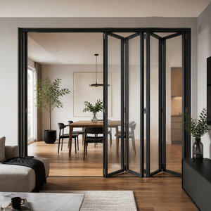 Portes pliantes accordéon en aluminium à rupture de pont thermique, de haute qualité et à prix abordable, conformes aux normes américaines, avec verre extérieur - Product Image 2