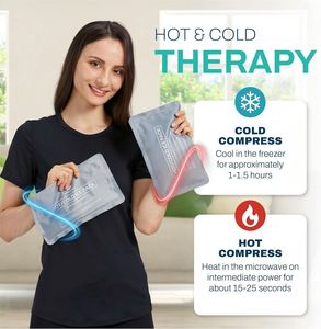 Compresse de glace réutilisable pour blessures - (10 "x 6") Compresse de glace souple avec 1 face en tissu de velours doux, lot de 2 compres de gel chaud et froid - Product Image 3