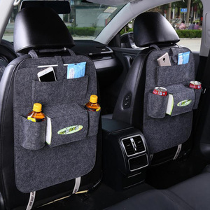 Organizador de asiento trasero para coche, bolsa de almacenamiento de fieltro con 8-11 bolsillos, color marrón, accesorio para interior de coche, bolsillo colgante - Product Image 3