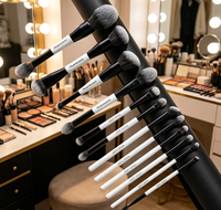 Nouveauté : Ensemble de 12 pinceaux de maquillage double embout, poils synthétiques vegan, kit d'outils pour poudre et fond de teint