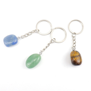 HZ Custom crystal decorated tumble shape sublimation gemstone key chain for personalized