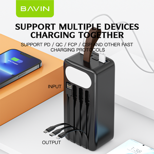 Bavin bán buôn xách tay công suất lớn 60000 mAh ngân hàng điện pc030s 22.5 Wát sạc nhanh LED Powerbank với đèn pin và cáp - Product Image 2
