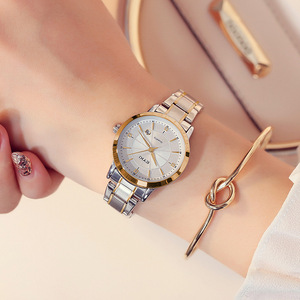 Montres élégantes pour couple en acier inoxydable, montres pour homme avec calendrier professionnel, montres-bracelets à quartz simples serties de diamants pour femme - Product Image 2