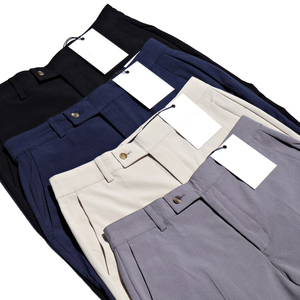 Pantalones <span class=keywords><strong>de</strong></span> traje grises sólidos al por mayor, pantalones <span class=keywords><strong>de</strong></span> algodón twill <span class=keywords><strong>de</strong></span> moda casual <span class=keywords><strong>para</strong></span> <span class=keywords><strong>hombre</strong></span>, corte ajustado, personalizados, BB0327 HHJ - Product Image 5