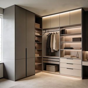 <span class=keywords><strong>Armadio</strong></span> Moderno Grigio in Legno con <span class=keywords><strong>Ante</strong></span> <span class=keywords><strong>a</strong></span> Battente <span class=keywords><strong>a</strong></span> <span class=keywords><strong>Specchio</strong></span>, Cassetti e Appendiabiti per Camera da Letto - Product Image 3