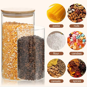 10Oz Kín Lọ Thủy Tinh Tre Có Nắp Đậy Thìa Nhà Bếp Hộp Cà Phê Đường Đậu Trà Gia Vị Lưu Trữ Tre Đứng - Product Image 5
