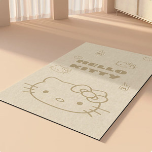 Alfombra de yoga silenciosa antideslizante para sala de estar, de color sólido simple, con diseño de Hello Kitty, resistente a las manchas, al desgaste y fácil de limpiar, portátil. - Product Image 2
