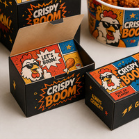 Boîte alimentaire personnalisée avec logo imprimé en papier kraft jetable pour restaurant de restauration rapide, à emporter, pour hamburgers, ailes de poulet, frites