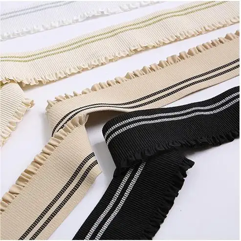 Diskon besar 2.3 cm pita elastis Jacquard kustom pabrik pemangkasan pita elastis nilon trim renda pita elastis