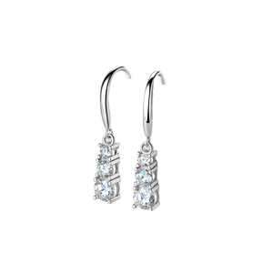 5mm 4mm & 3mm Moissanite Ladies Dangle Hook <b>Stud</b> Earrings 925 Sterling <b>Silver</b> Round Cut Dazzling <b>Studs</b> for Women - Product Image 1
