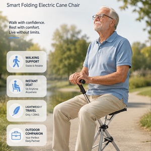 Bastón Eléctrico 2 en 1 con <span class=keywords><strong>Silla</strong></span>, Apertura y Cierre Automático Inteligente, Carga de 110 kg, Bastón Plegable Recargable Tipo C con Asiento <span class=keywords><strong>para</strong></span> Personas Mayores - Product Image 4
