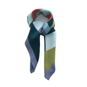 Factory Manufacturing 100 pure silk cdc women square custom Digital printed silk scarves