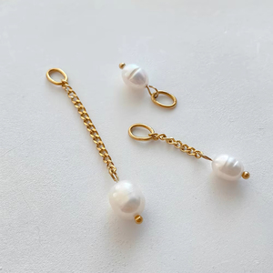 Colgante de cadena de perlas naturales de agua dulce de acero inoxidable EManco, hallazgos de joyería caseros irregulares para niños - Product Image 3