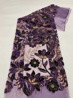 Robe en tissu de tulle floral doux pour femme, 5 yards, en dentelle française écologique, avec motif animalier, idéale pour les mariages