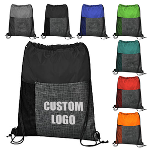 Custom Logo Colorblock Polyester Drawstring Storage Bag Eco-friendly Nylon Backpack Sport Drawstring Bag Promotional Gift Bag