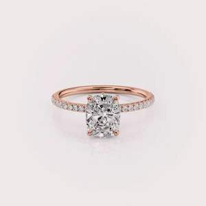 Bague en diamant de laboratoire taille coussin OEM, or rose 14 carats, bijoux fins - Product Image 1