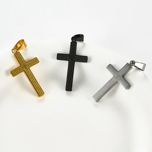 Pendentif Croix Classique en Acier Inoxydable avec Lettres pour Hommes et Femmes, Collier Ras du Cou Simple, Breloques, Apprêts de Bijoux DIY, Cadeaux - Product Image 4