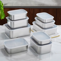 Réfrigérateur de cuisine Boîte de rangement scellée en acier inoxydable Boîte de rangement en métal pour déjeuner et fruits avec couvercle