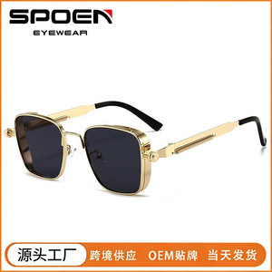 Retro <b>Square</b> Metal <b>Sunglasses</b> UV400 Mirror Lenses Unisex Casual Adult - Product Image 5
