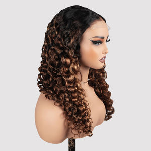 T1B/427 #   วิกผมมนุษย์แท้แบบไม่ต้องใช้กาว ทรงลอนใหญ่แบบพม่า  ขนาด 5x5  ปมฟอกสี  วิกผมลูกไม้ด้านหน้า  <span class=keywords><strong>ไฮ</strong></span><span class=keywords><strong>ไล</strong></span><span class=keywords><strong>ท์</strong></span>แบบออมเบรและลอนผมหนา - Product Image 4