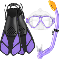DOVOD Factory Wholesale Kids Snorkel Set Full Dry Snorkel Mask Adjustable Fins Children Swimming Diving Equipment Pink Color
