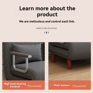 Canapé-<span class=keywords><strong>Lit</strong></span> Pliant en Tissu Multifonctionnel pour Salon, Canapé Douillet <span class=keywords><strong>Confortable</strong></span> avec Coussins, Double Usage, Gain de Place - Product Image 5
