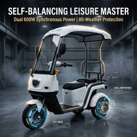 Tricycle électrique double moteur PMSM avec toit, scooter de mobilité à 3 roues, suspension en aluminium, frein à disque, trike de loisirs pour usage commercial