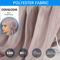 Tissu Hijab en Satin de Polyester Jacquard à Rayures Fil Argenté B10, Antistatique et Respirant, Idéal pour les Collections Cadeaux Ramadan et Aïd
