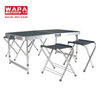 Table de pique-nique pliante à hauteur réglable en aluminium de 1.2m de long avec ensemble de chaises