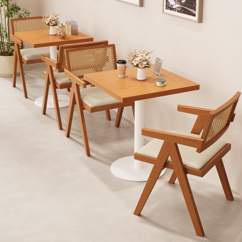 Japanese-Style Solid Wood Tables and Chairs Net Red Restaurant Set for Tea Snacks Desserts Coffee Shops
