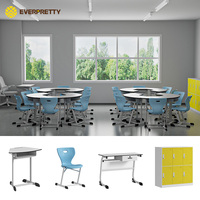 Ensemble de tables et chaises de groupe pour salle de classe, avec structure métallique, pour projets collaboratifs, personnalisable en gros