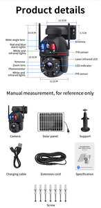 Vesafe 6MP Dome Máy Ảnh Ống Kính Kép <span class=keywords><strong>20X</strong></span> <span class=keywords><strong>Zoom</strong></span> 4G Không Thấm Nước Năng Lượng Mặt Trời Bảng Điều Khiển Pin Laser Floodlight-<span class=keywords><strong>20X</strong></span> <span class=keywords><strong>Zoom</strong></span> 6MP CMOS Cho Ngoài Trời - Product Image 6