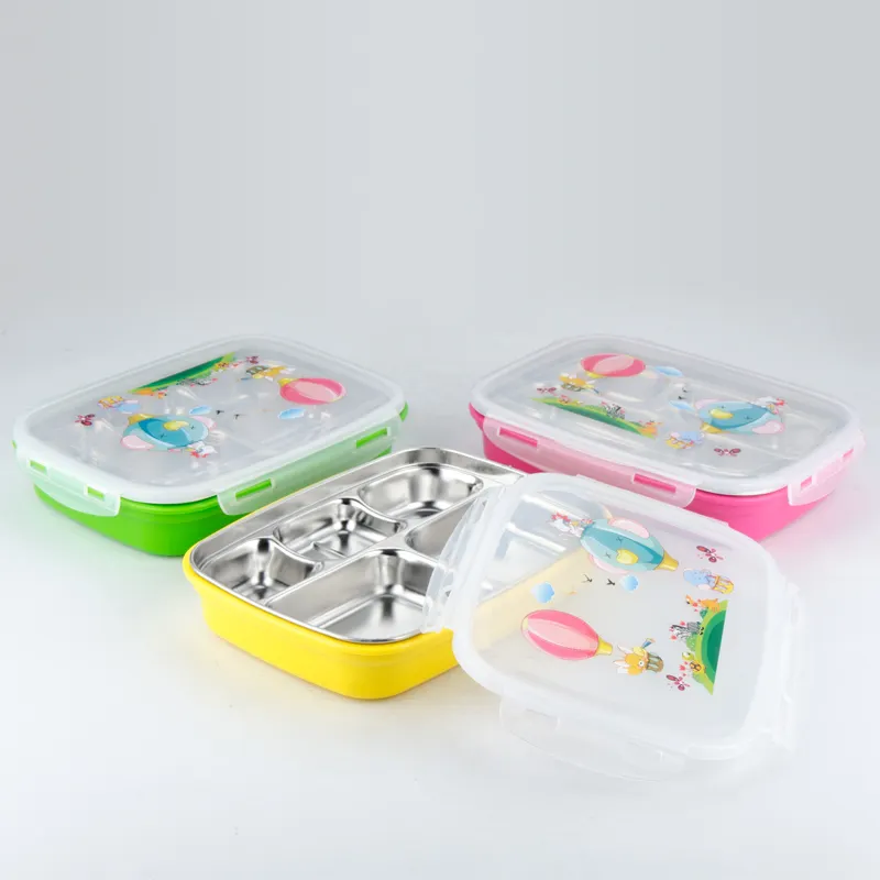Hot Sell bunte Eco Metall isolierte Kinder Edelstahl Lunchbox mit Kunststoff deckel