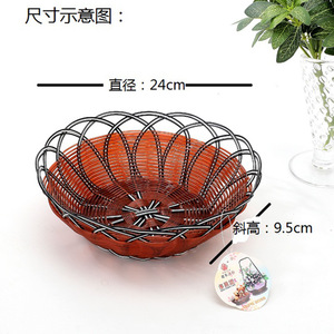 Woven Metal Food Basket Bowl Orange Red Color For Snack <b>Fruit</b> <b>Storage</b> Display - Product Image 3