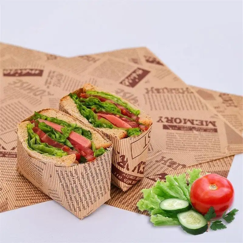 Commercio all'ingrosso personalizzato stampato Logo alimentare grado di forno cera sandwich carta di imballaggio per il cibo hamburger pollo fritto